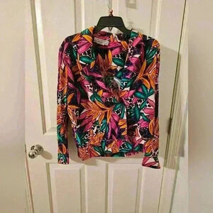 80s/90s Vintage Joan Walter's Colorful Tropical Waist Jacket Size M